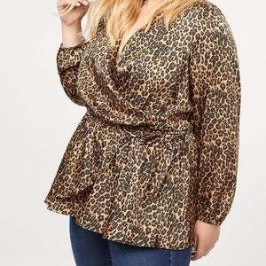 Lane Bryant leopard faux wrap top